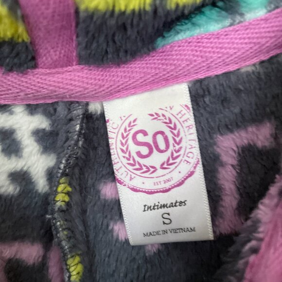 SO Womens Plush Fleece One Piece Hooded Pajama Onesie Small #LOVE - Picture 4 of 8